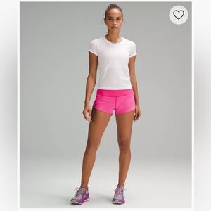 LULULEMON 2.5 speed up short in sonic pink.